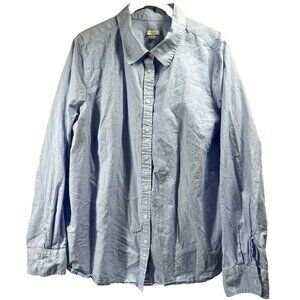 Talbots Women's Blouse Top Size XL Button Up Long Sleeve Blue 100% Cotton Office